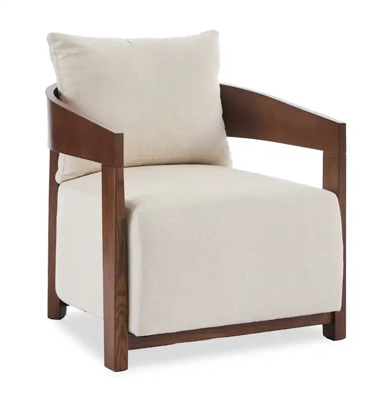 28.54 Fabric Accent Chair with Wood Arms and Legs