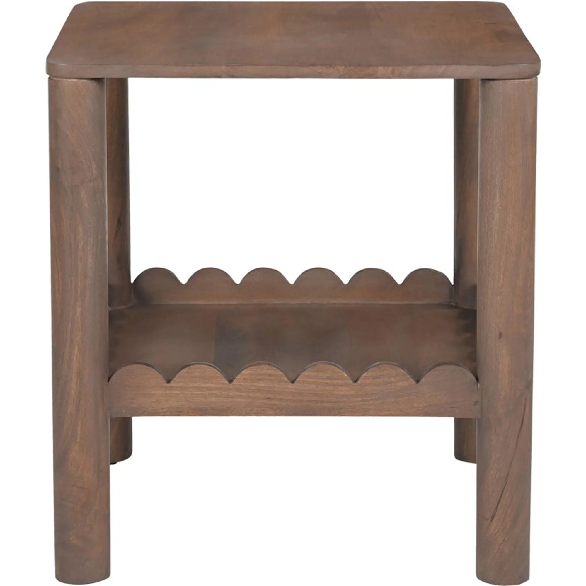 Modern Wood Side Table with Square Top & Open Lower Shelf for Living Room