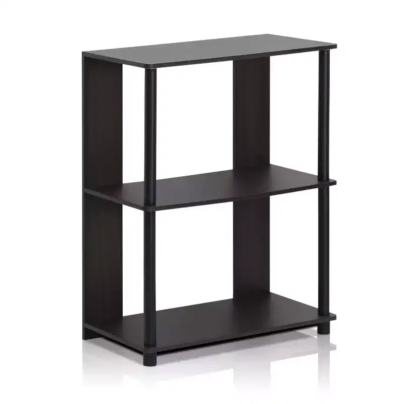 3-Shelf Corner Bookshelf Display Rack Walnut