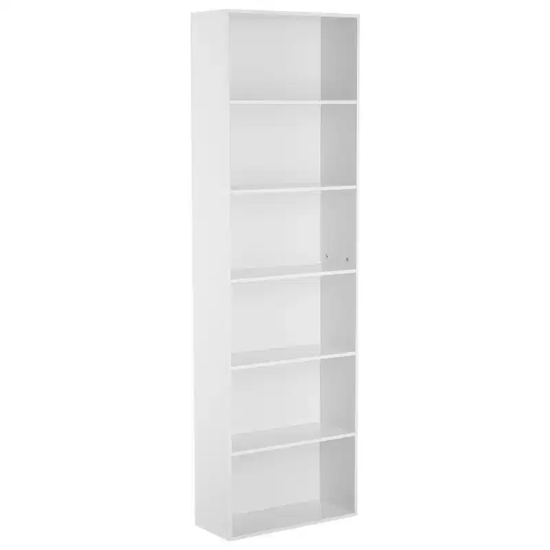 6-Tier Tall Wooden Bookcase, Open Standing Bookshelf for Home Office Display Storage