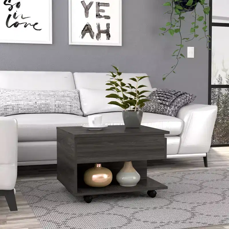Fun little toys brand Luanda Lift Top Coffee Table, Casters, One Shelf -Espresso
