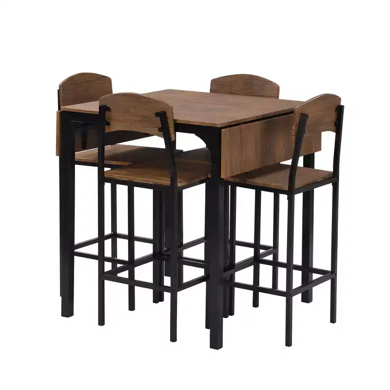 Whisen Farmhouse 5-piece Counter Height Drop Leaf Dining Table Set with Dining Chairs