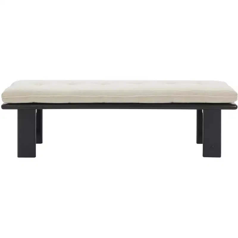 Bartolili Wood & Cushion Bench - SFV5116 - Beige/Black - Safavieh Couture