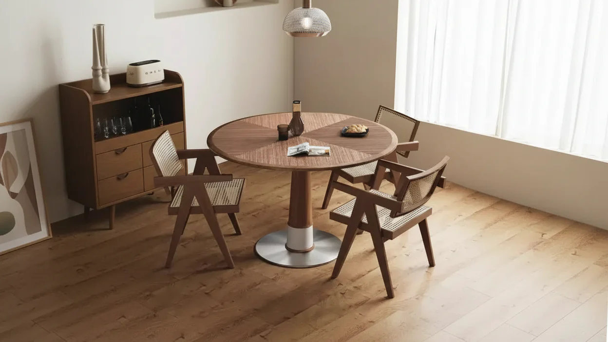 Mid-Century Modern 47.2 Round Dining Table, Suitable for Multiple Scenarios