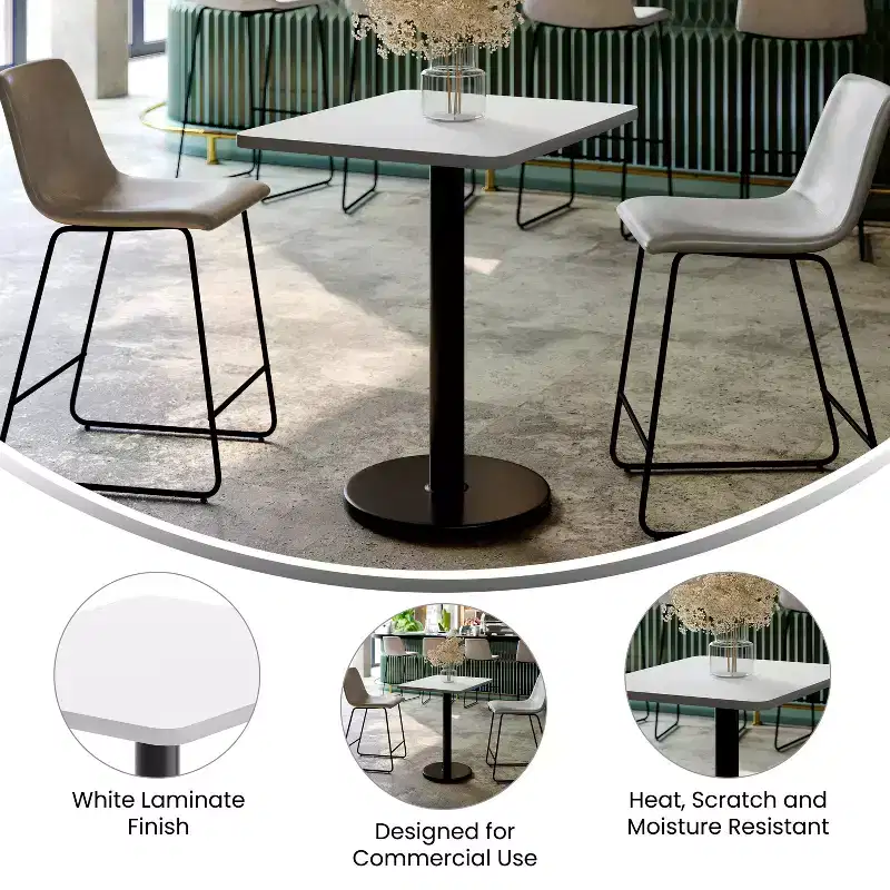 Flash Furniture 24'' x 30'' Rectangular Laminate Table Top with 18'' Round Table Height Base