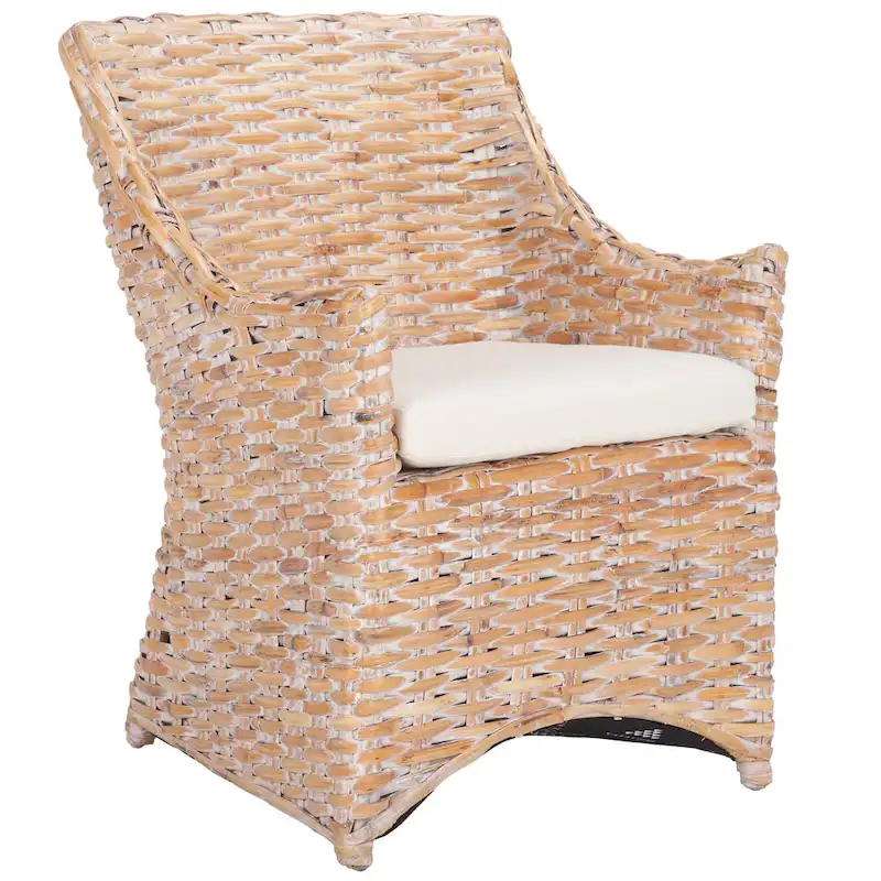 SAFAVIEH Cheryle Wicker Washed Brown Wingback Arm Chair (Fully Assembled) - 26 W x 23 D x 34 H - 26Wx23Dx34H