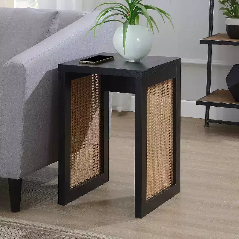 HomeStock 24 in.H Beige Color Square Wood Table Top End Table 1 -piece