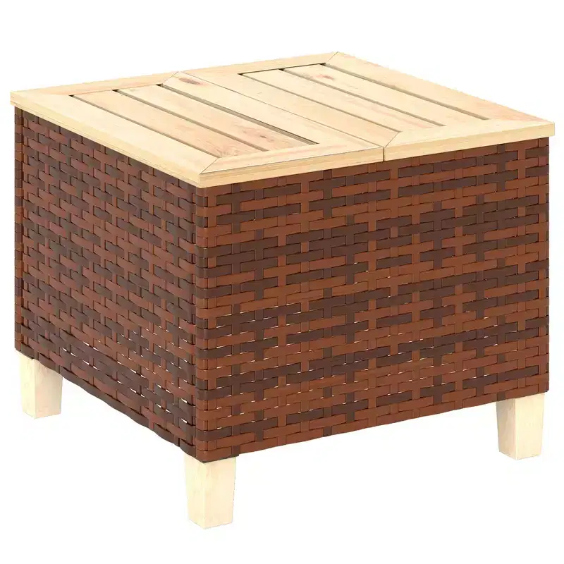 PE Rattan and Fir Wood Outdoor Side Table
