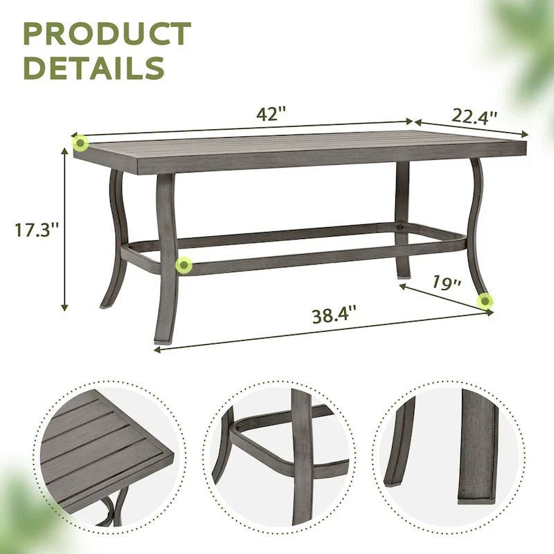 6-Piece Aluminum Patio Conversation Set with Coffee Table, Loveseat, Ottoman and Light Gray Cushions