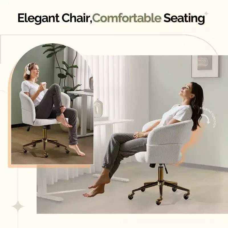 | 25.1 Inch Velvet Ring Backrest Swivel Office Chair