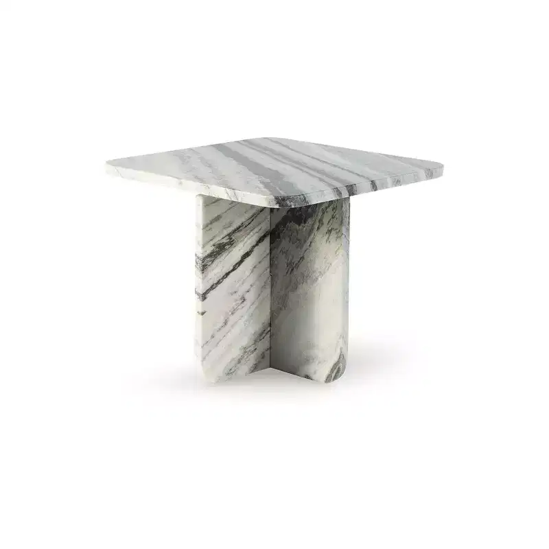 Small Marble Accent Coffee Table - Square Design with Black, White and Taupe Tones