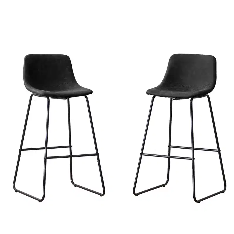 FERPIT Faux Shearling Counter Height Bar Stools Set of 2, Upholstered Bar Stools with Footrest