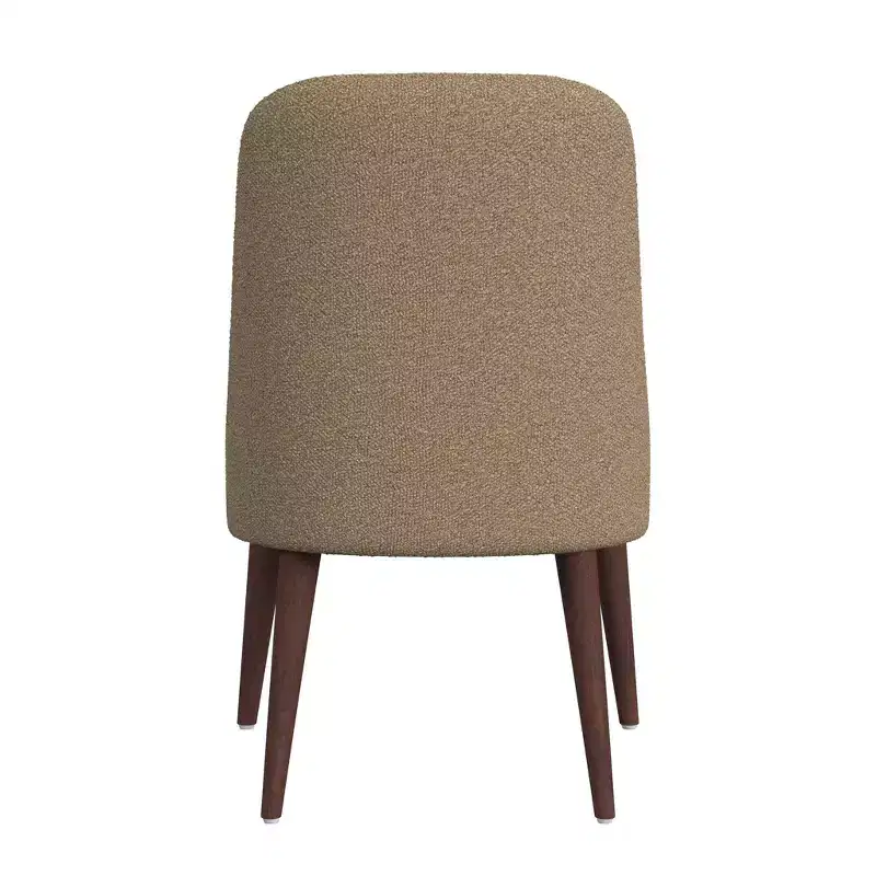 HomePop Modern Dining Chair Boucle Brown: Upholstered Side, Tapered Wood Legs, Spot Clean