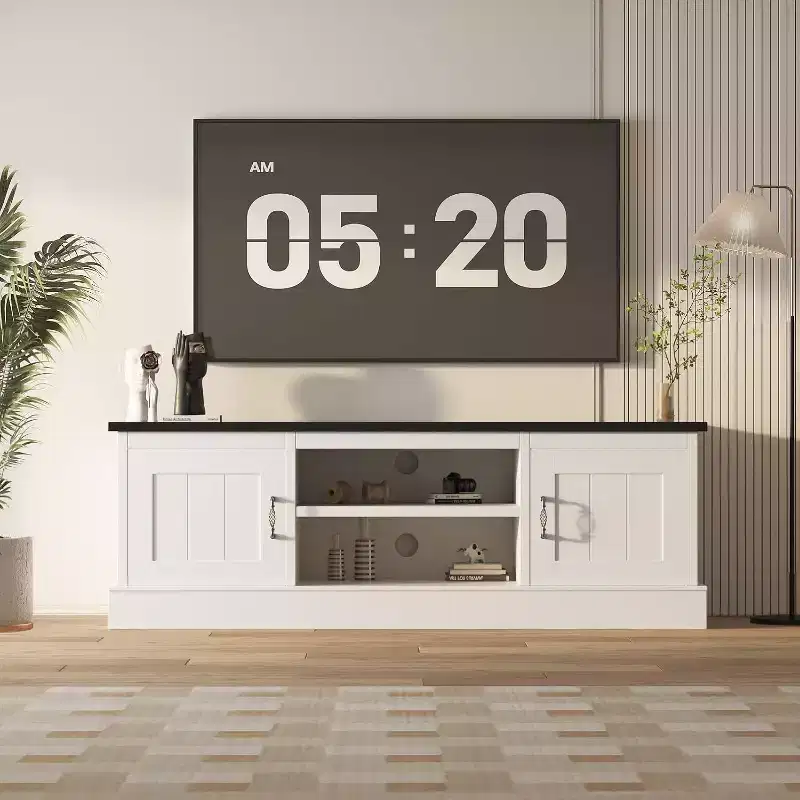 Modern Minimalist TV Stand,TVs Up to 65 Inches,Entertainment Center Console Table with Storage Cabinets and Shelves for Living Room