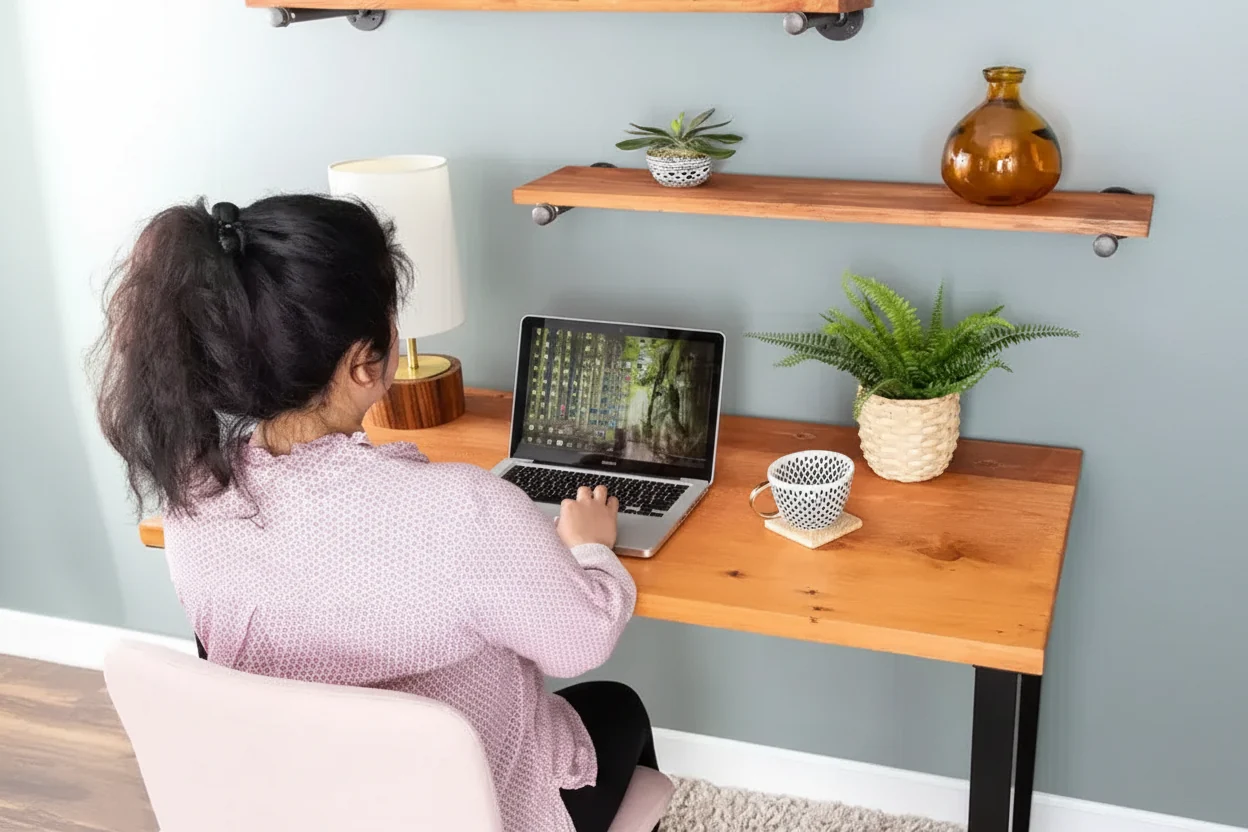 Cedar Solid Wood Desk with 28