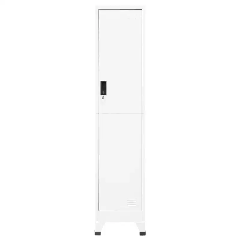 Tall Steel Locker Cabinet, White, Single Door with Shelf