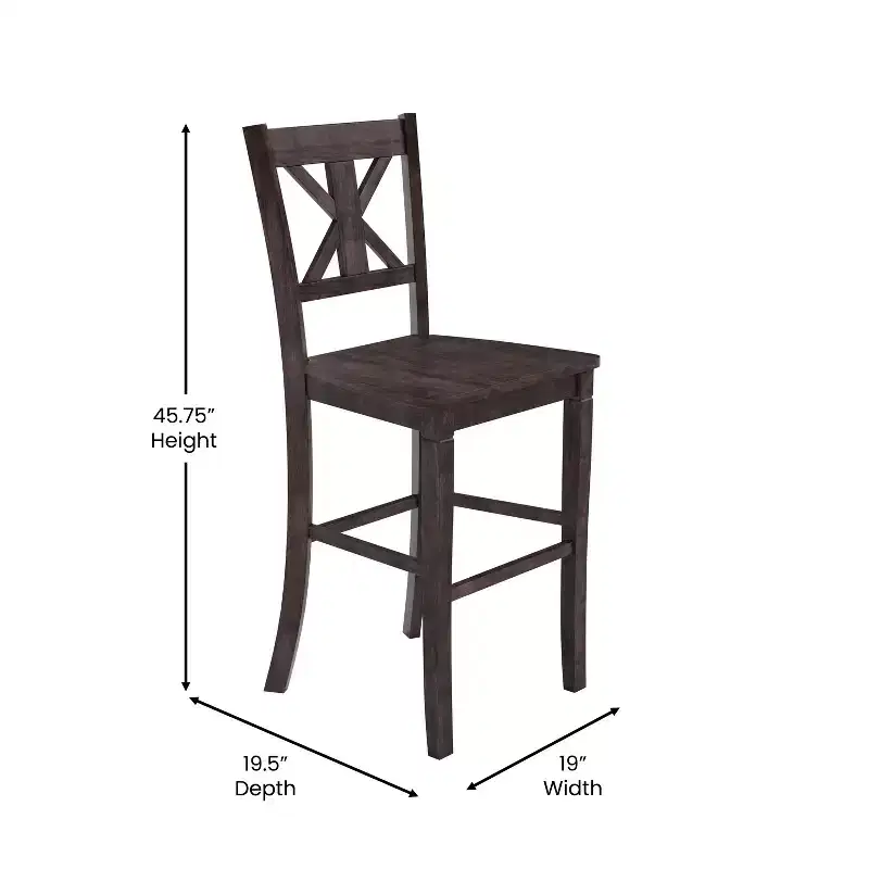 Commercial Grade Solid Wood Modern Farmhouse Counter Height Barstool