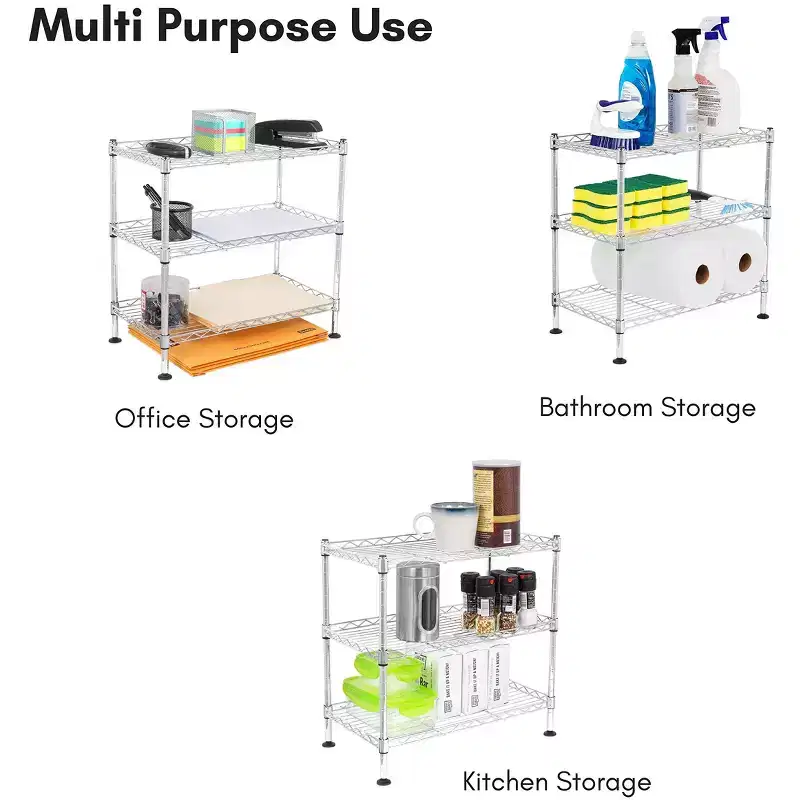Internet's Best 3-Tier Mini Wire Utility Shelving - Silver