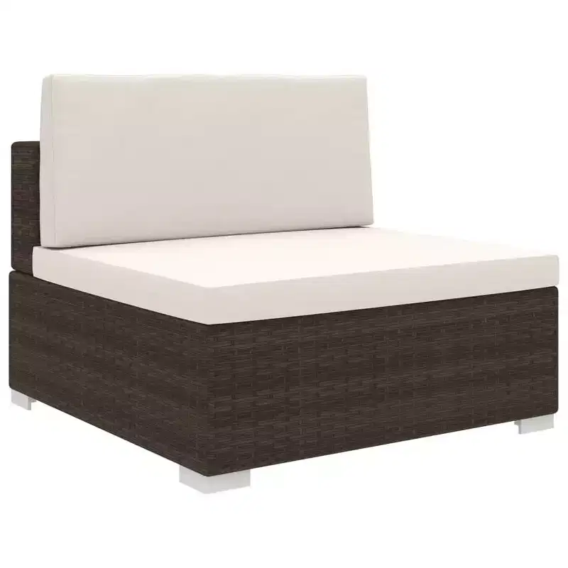 vidaXL Patio Furniture Rattan Sofa Chair Middle Seat with Cushions Poly Rattan