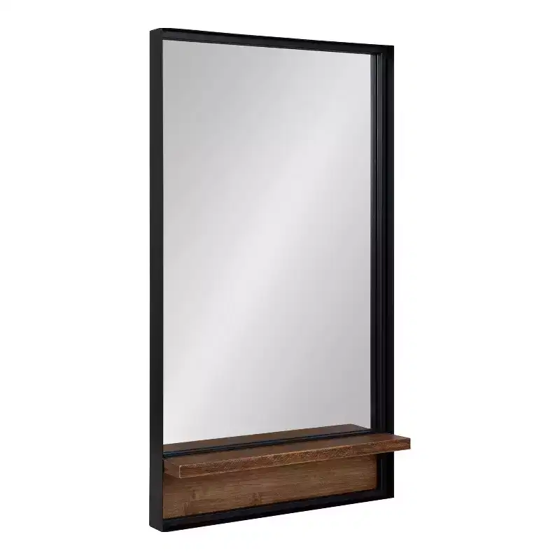 Rectangle Mirror with Shelf, 20x34, Rustic Brown