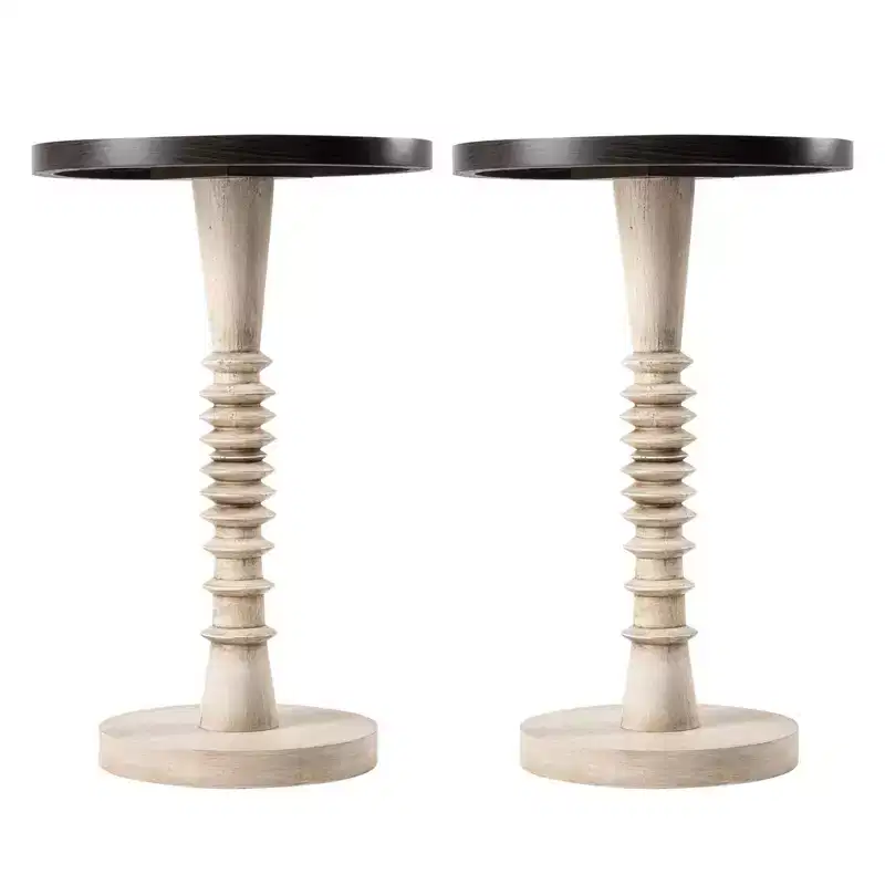 Pedestal Tray Top End Table for Drinks, Lamps or Plants, Black