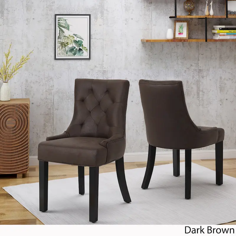 Hayden Traditional Microfiber Dining Chairs (Set of 2)