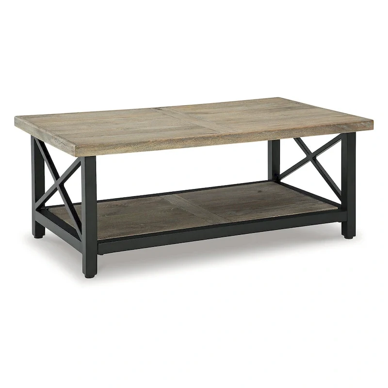 Brown/Black Coffee Table - 46W x 26D x 18H