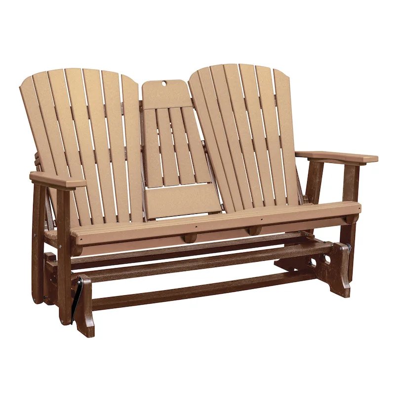 American Furniture Classics Two Seat Fan Back Glider with Drop Down Table/Cup Holder - N/A