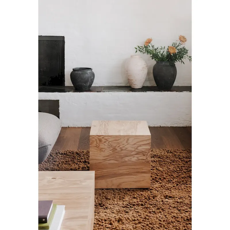 Modern Natural Burl Wood Veneer Side Table, 18