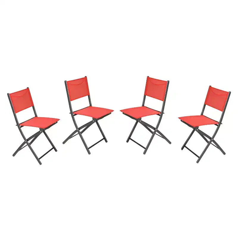 Merrick Lane Set of 4 Versatile Flex Comfort Indoor/Outdoor Fold Chairs with Metal Frames