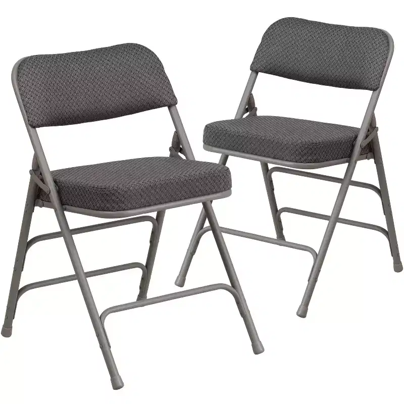 Flash Furniture 2 Pack HERCULES Series Premium Curved Triple Braced & Hinged Fabric Upholstered Metal Folding Chair