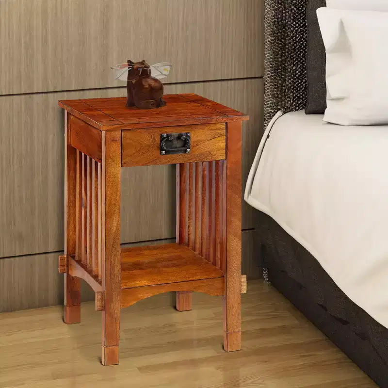 Royal Hampton Spacious Mango Wood with Slatted Side Panels Telephone Stand