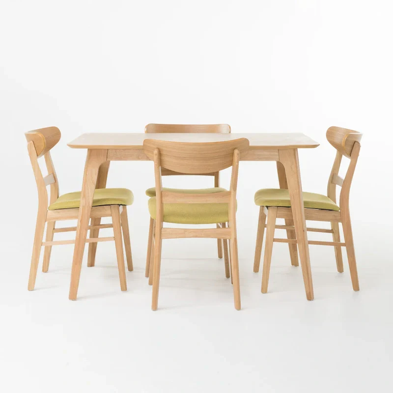 Idalia Fabric and Rubberwood 5-piece Wood Rectangular Dining Set by Christopher Knight Home