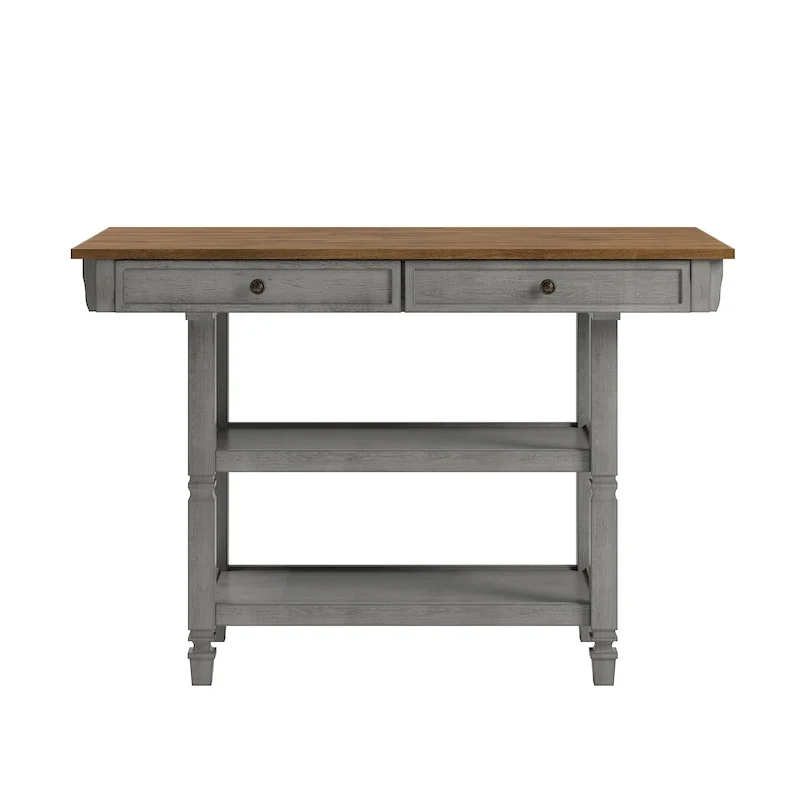 Two-Tone Kitchen Island Buffet with Drawers and Shelves