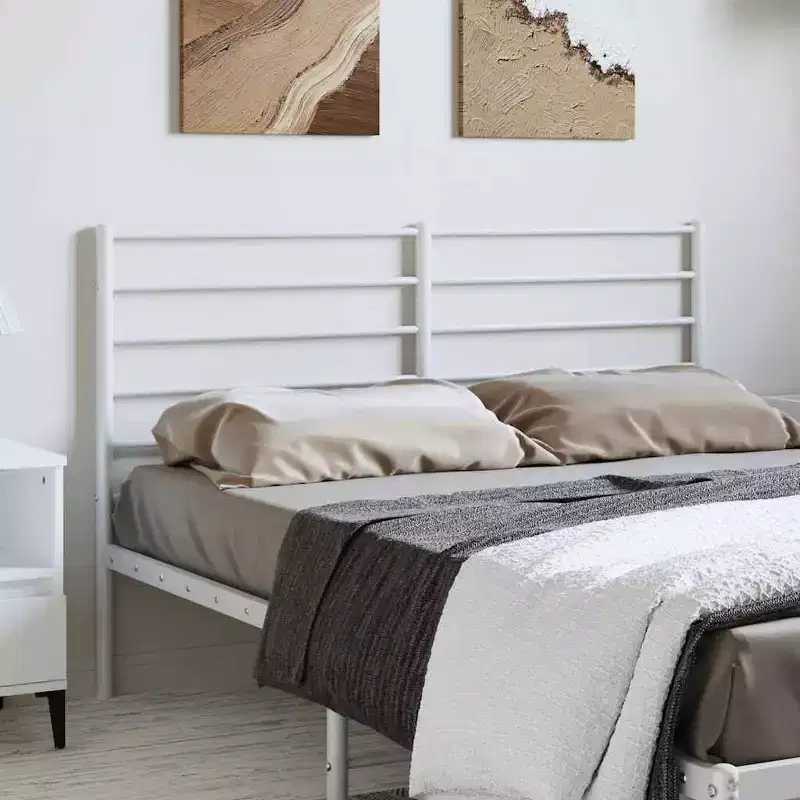vidaXL Durable Metal Headboard, Modern Style, White, Full