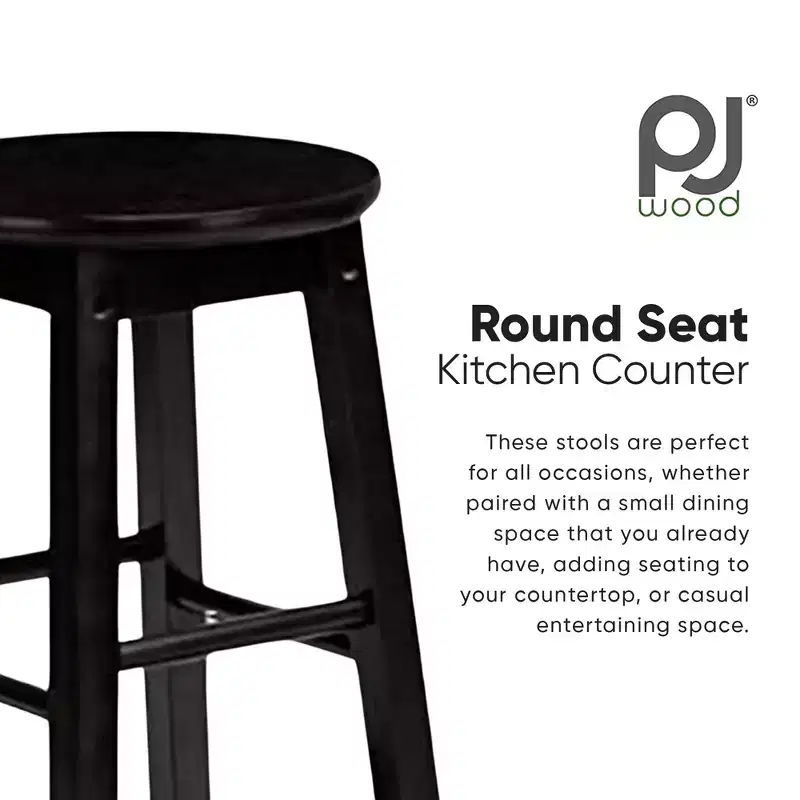 PJ Wood Classic Round-Seat 29 Inch Tall Kitchen Bar Stools