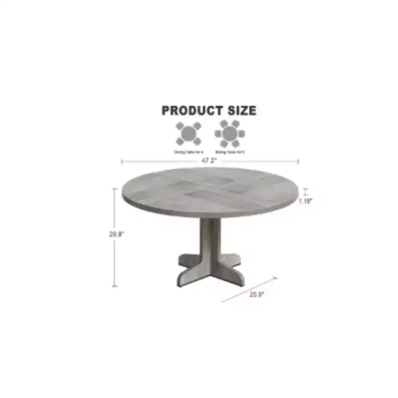 Wood Panel Round Dining Table with Curved Legs