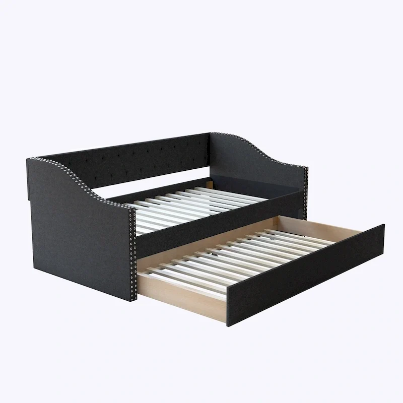 Boyd Sleep Manchester Linen Upholstered Twin Daybed with Trundle