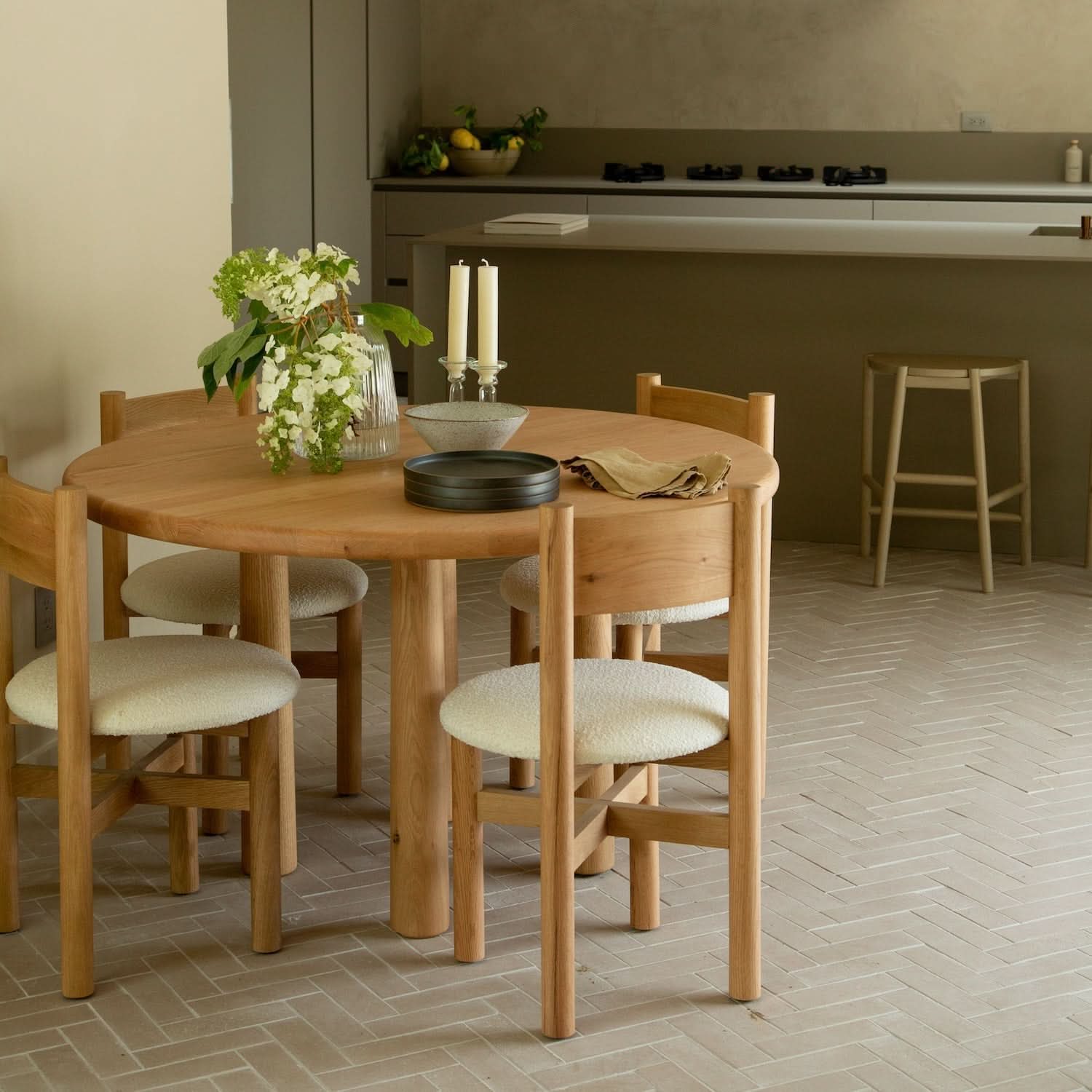 Round Topa Topa Dining Table - Warm Oak - after the that lines the the Table is a constant crowd pleaser