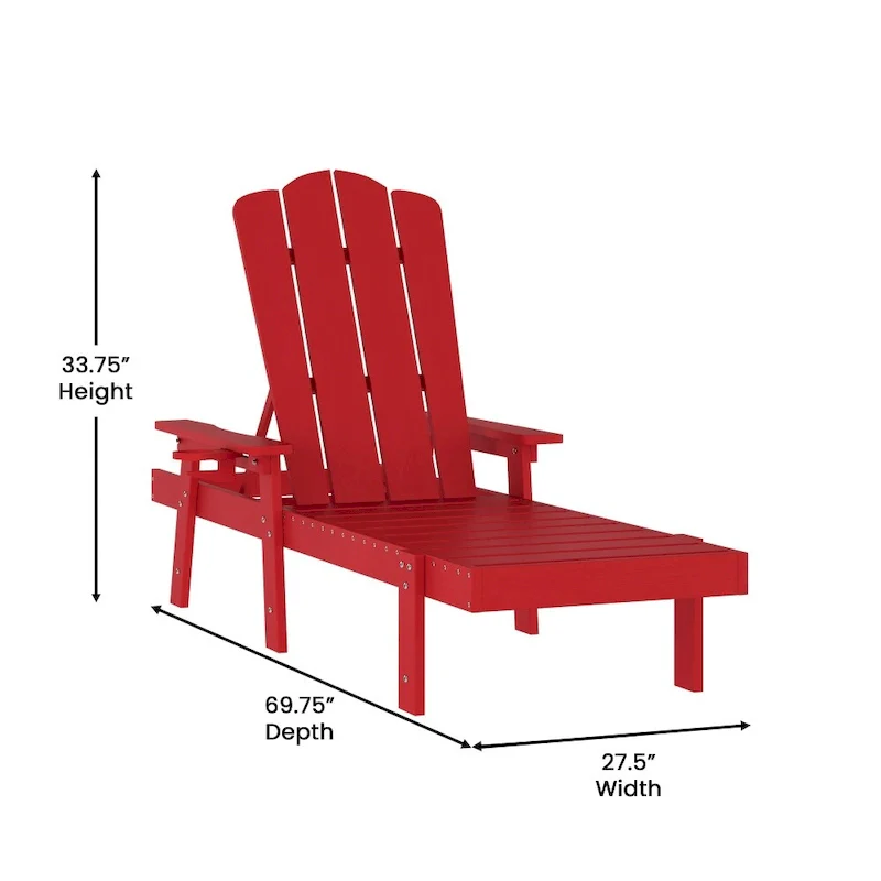Set of 2 All-Weather Commercial Adjustable Lounge Chairs with Cupholders