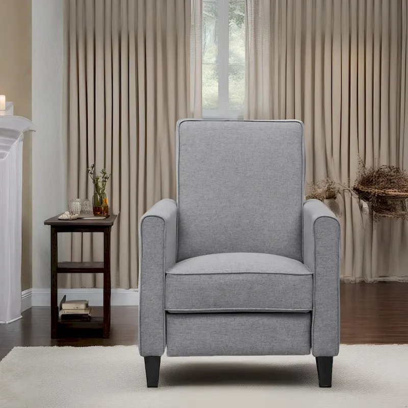 Pushback Recliner Chair with Adjustable Footrest and Padded Armrests