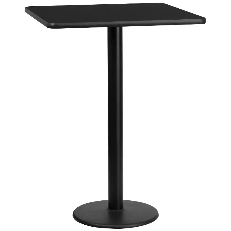 30 Square Laminate Table Top with 18 Round Bar Height Table Base