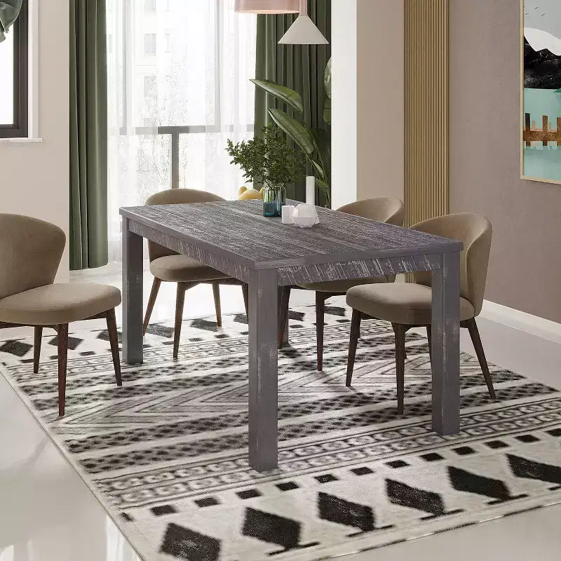 Espresso/Gray/White Rectangular Wood Dining Table, Seats 6
