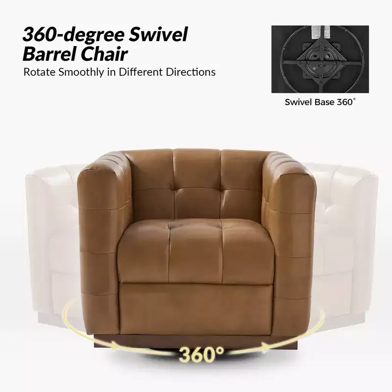 Frankie Modern Genuine Leather Swivel Club Chair| HULALA HOME