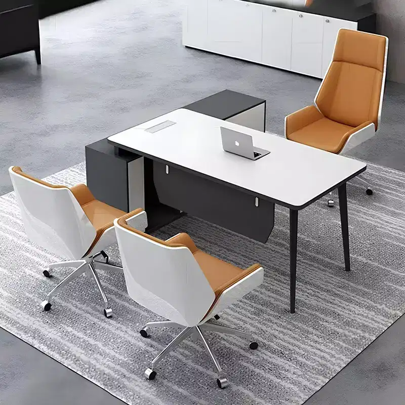 Tree City- High Back Executive Office Chair with Walnut Bent Wood Back and Faux Leather Seat  Swivel & Rolling Base