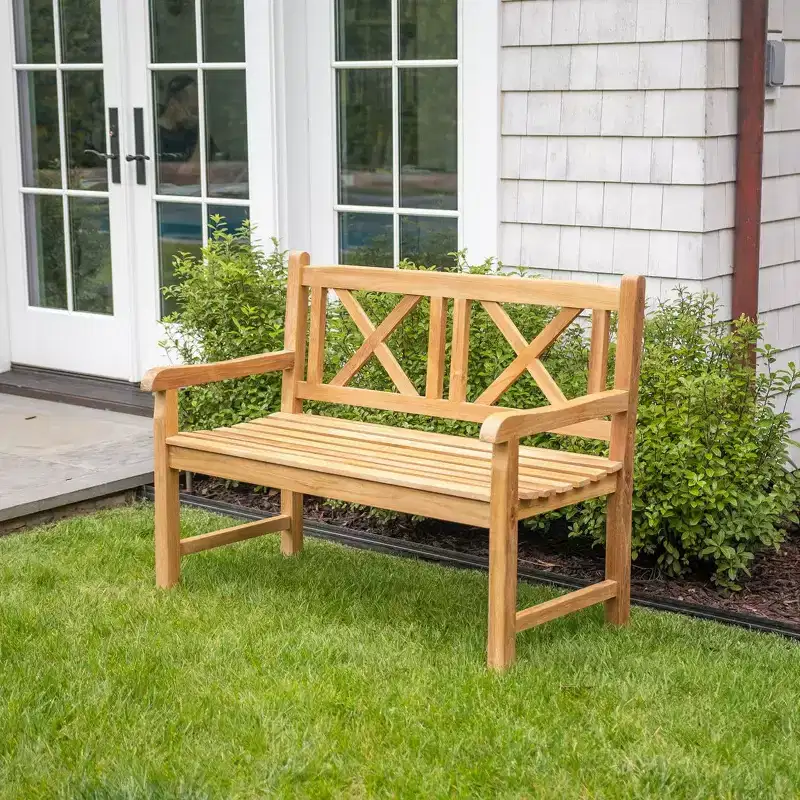 Nordic Teak 47 2 Person Natural Outdoor, Patio and Garden Bench - Beige
