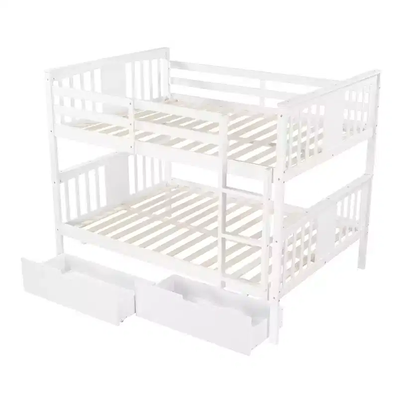 Luxystar Modern Full over Full Bunk Bed with 2 Drawers
