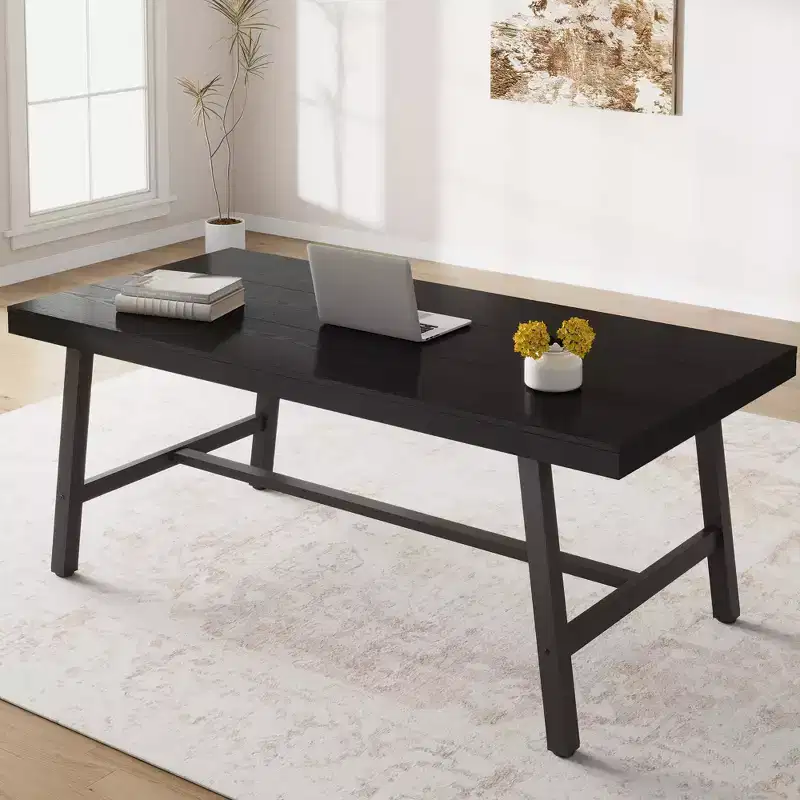 71 Inch Rectangular Dining Table with Adjustable Feet
