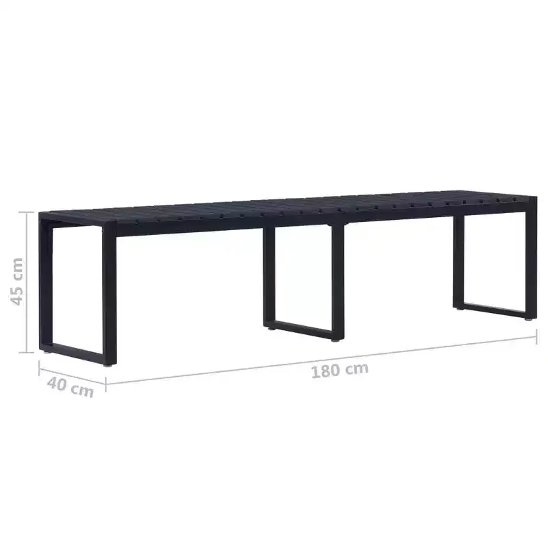 vidaXL Garden Bench Black PS board 70.9 in wide Durable Garden Bench