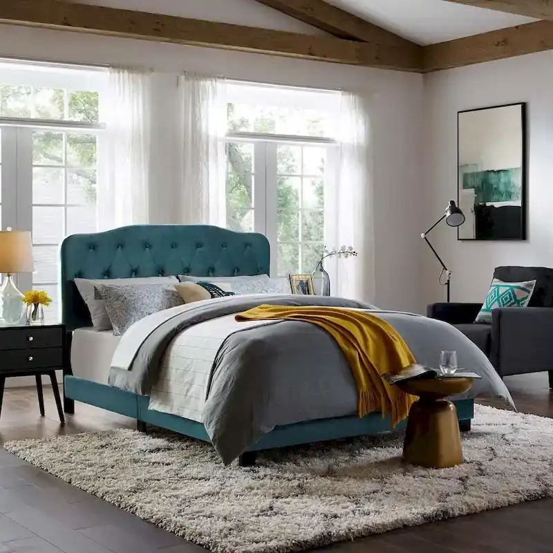 Copper Grove Ploce Queen Upholstered Velvet Bed
